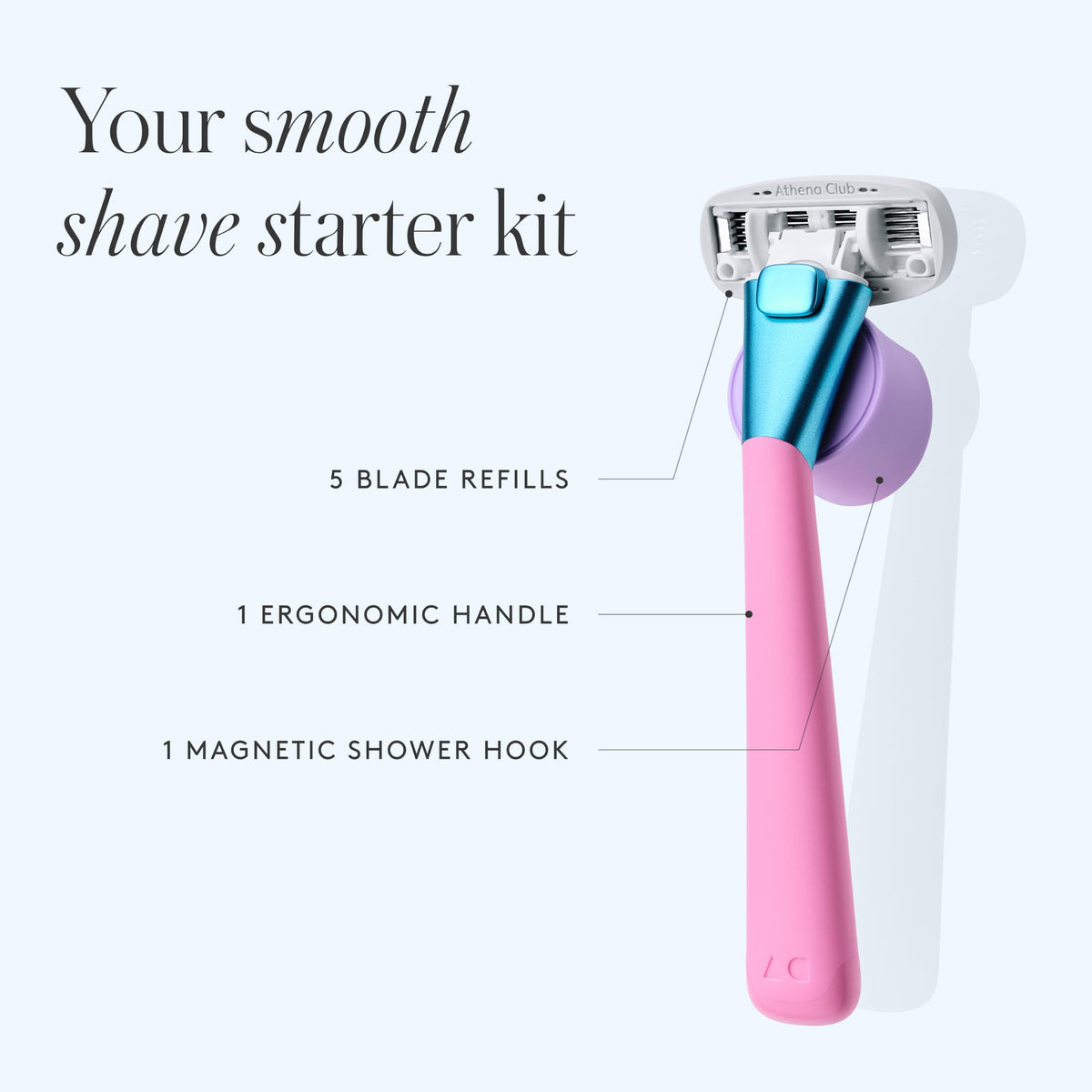 Athena Club razor handle with ergonomic design