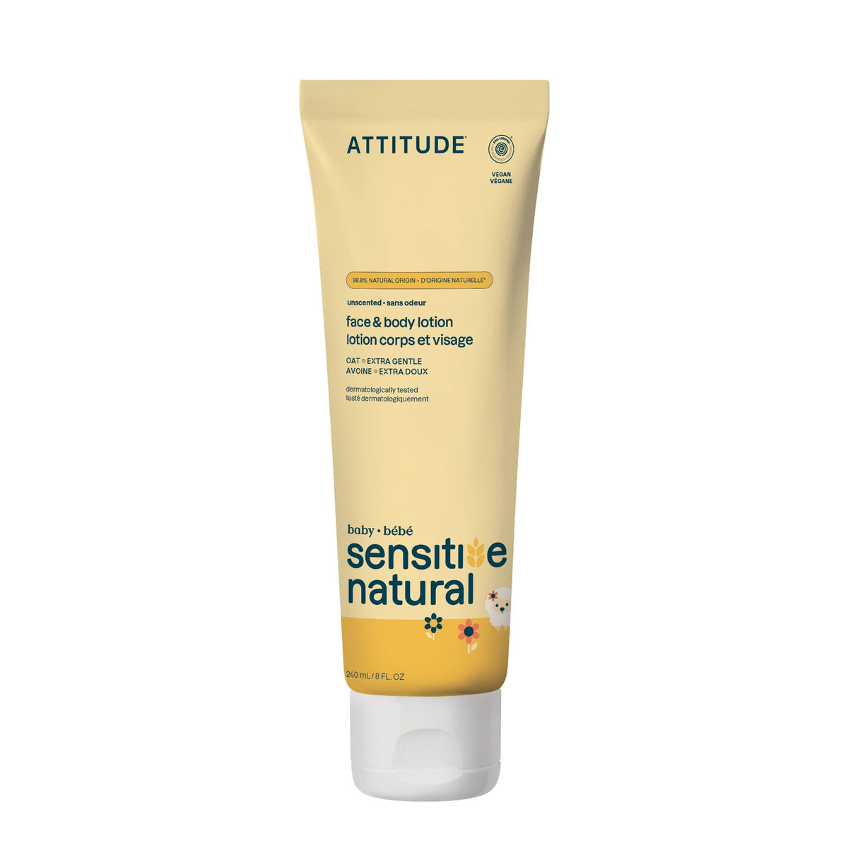 ATTITUDE Baby Lotion for Sensitive Skin front view, 8 Fl Oz