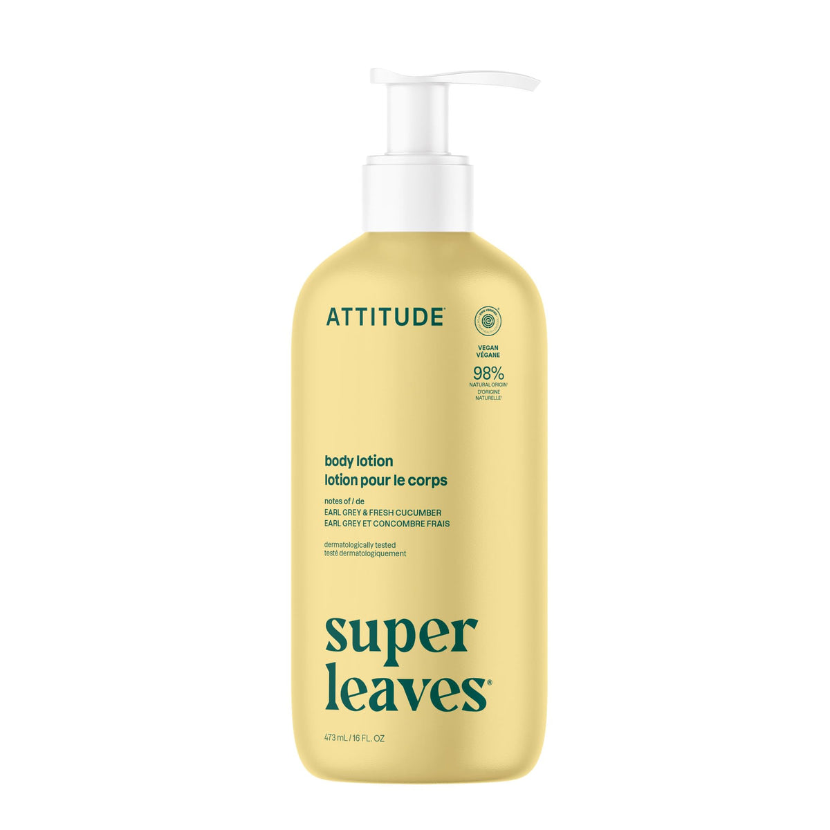 ATTITUDE Body Lotion 16 Fl Oz front view with Earl Grey & Fresh Cucumber scent