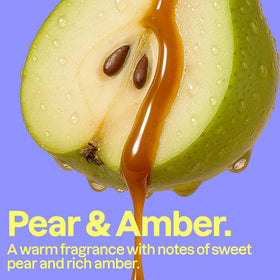 ATTITUDE Body Lotion Pear & Amber Scent on a bathroom shelf