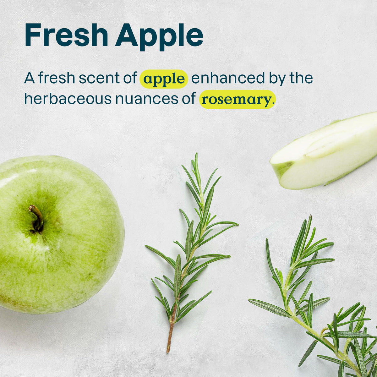 ATTITUDE Body Wash bottle with fresh apple and rosemary background