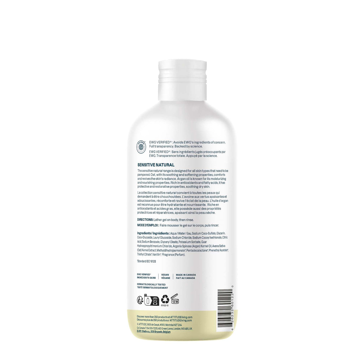 ATTITUDE Body Wash for Sensitive Skin recyclable packaging