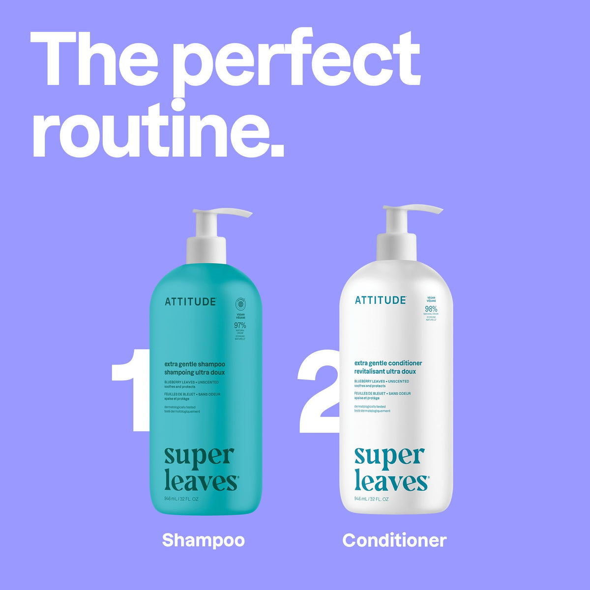 ATTITUDE Extra Gentle Hair Shampoo 32 Fl Oz with Extra Gentle Conditioner