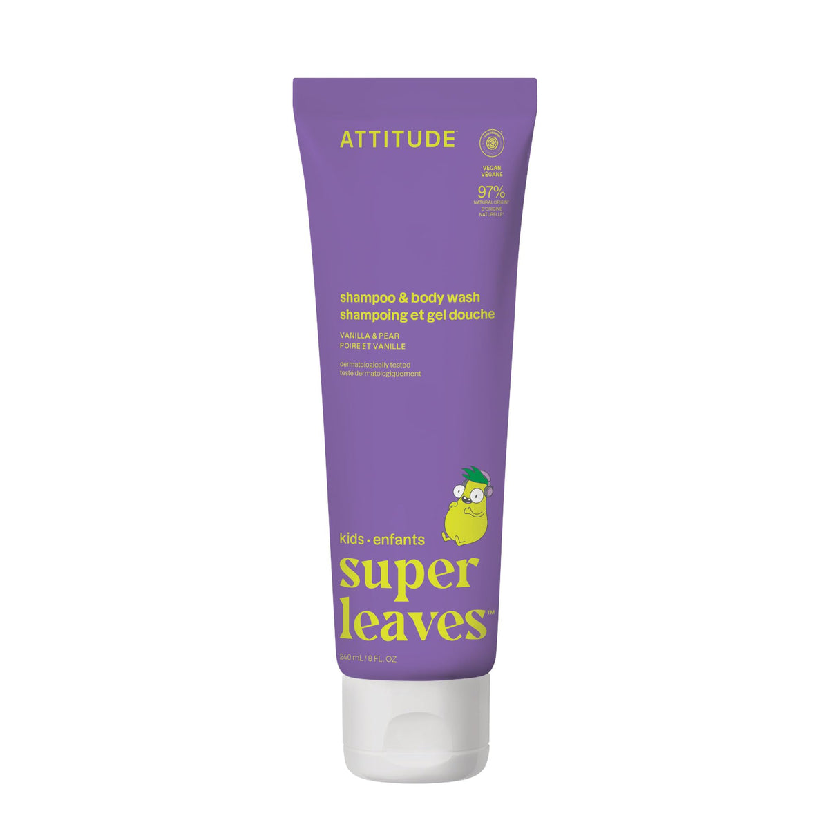 ATTITUDE Kids Shampoo and Body Wash 8 Fl Oz front view with label