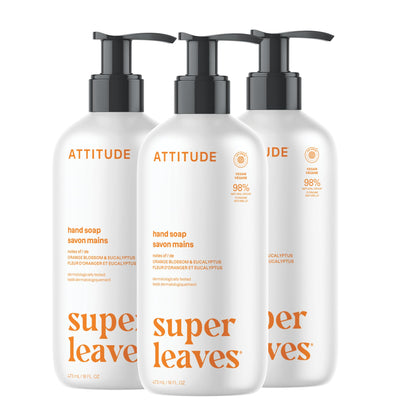 ATTITUDE Liquid Hand Soap 16 Fl Oz front view with orange blossom and eucalyptus fragrance