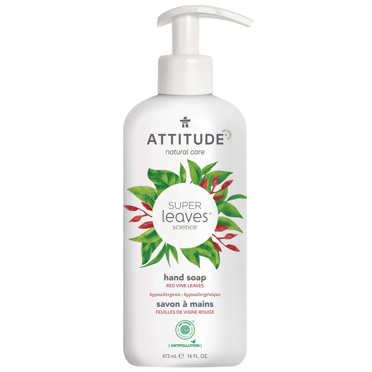 ATTITUDE Liquid Hand Soap Red Vine Leaves front view
