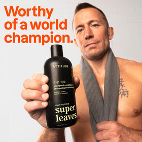 ATTITUDE Men's 2-in-1 Shampoo and Conditioner back view with ingredient list