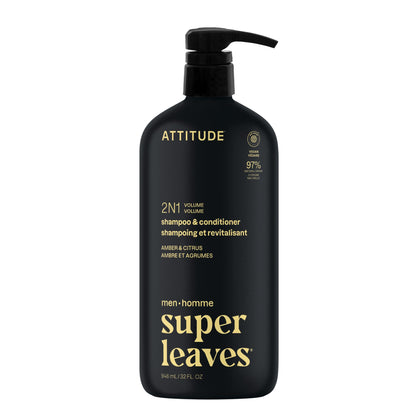 ATTITUDE Men's 2-in-1 Shampoo and Conditioner bottle front view