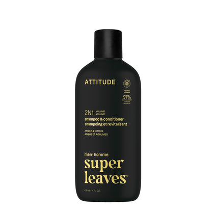 ATTITUDE Men's 2-in-1 Shampoo and Conditioner front view 14 Fl Oz