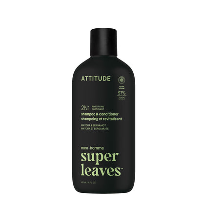 ATTITUDE Men's 2-in-1 Shampoo and Conditioner front view 14 Fl Oz