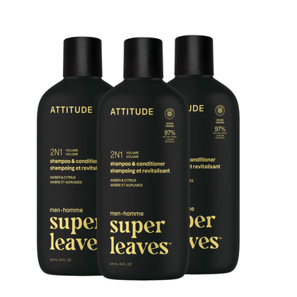 ATTITUDE Men's 2-in-1 Shampoo and Conditioner front view, 14 Fl Oz