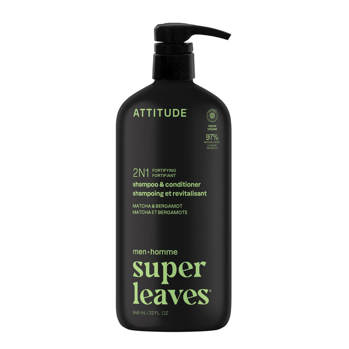 ATTITUDE Men's 2-in-1 Shampoo and Conditioner front view