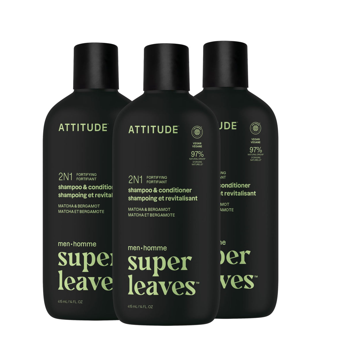 ATTITUDE Men's 2-in-1 Shampoo and Conditioner front view