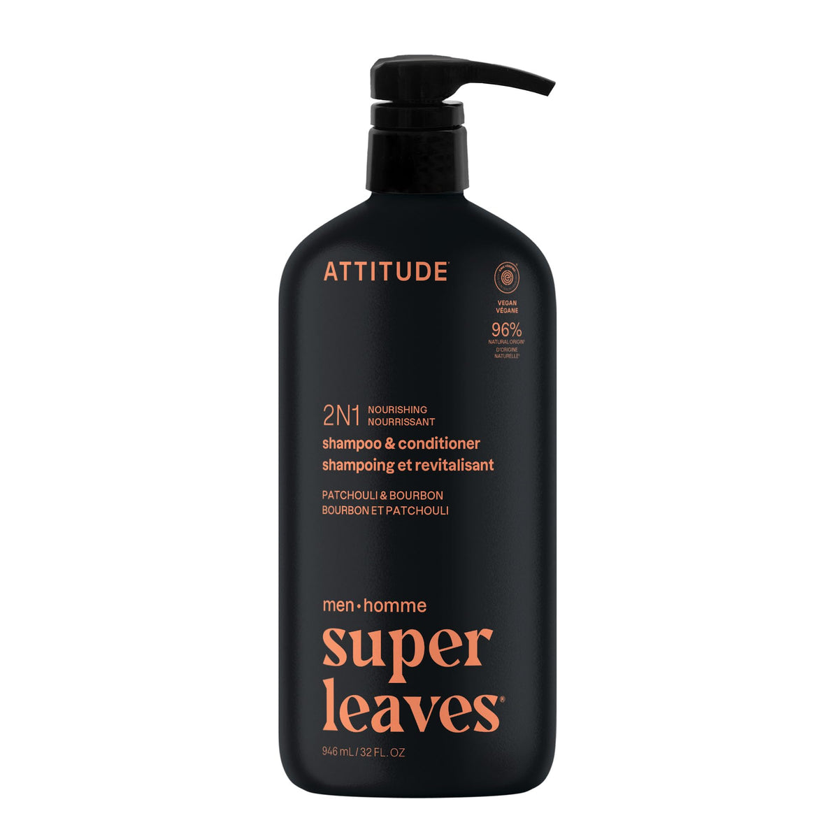 ATTITUDE Men's 2-in-1 Shampoo and Conditioner front view, 32 Fl Oz