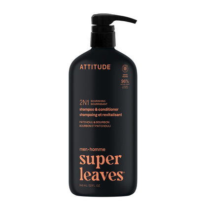 ATTITUDE Men's 2-in-1 Shampoo and Conditioner front view, 32 Fl Oz