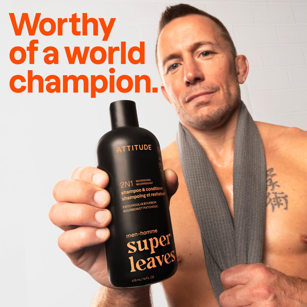 ATTITUDE Men's 2-in-1 Shampoo and Conditioner side view