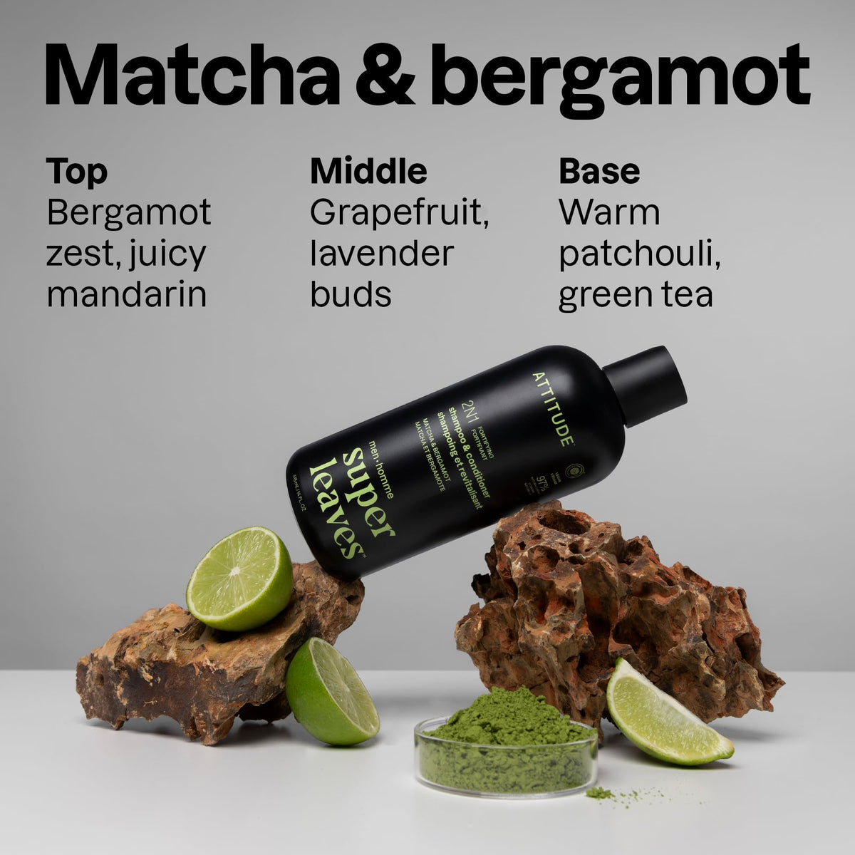 ATTITUDE Men's 2-in-1 Shampoo and Conditioner side view