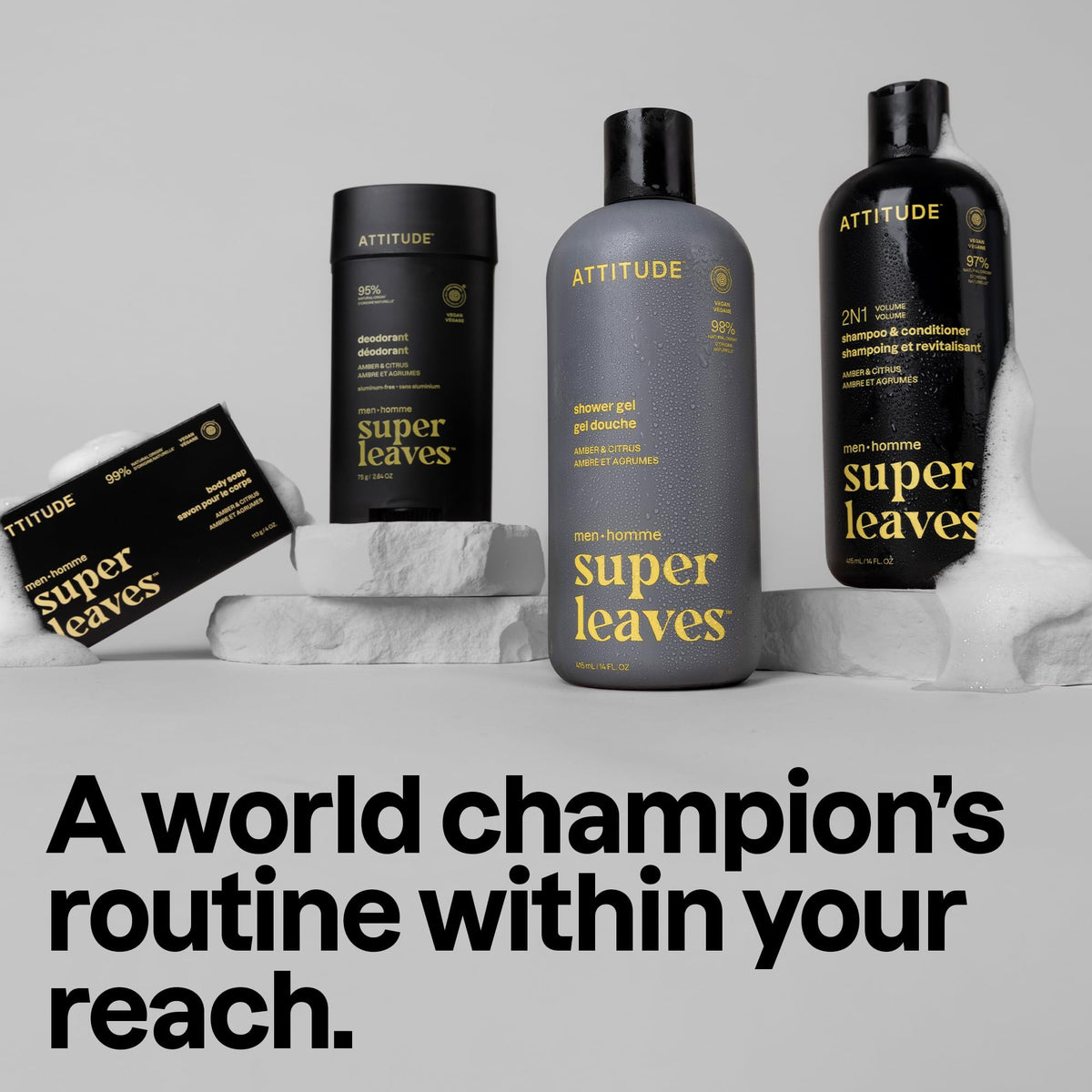 ATTITUDE Men's 2-in-1 Shampoo and Conditioner with amber and citrus fragrance
