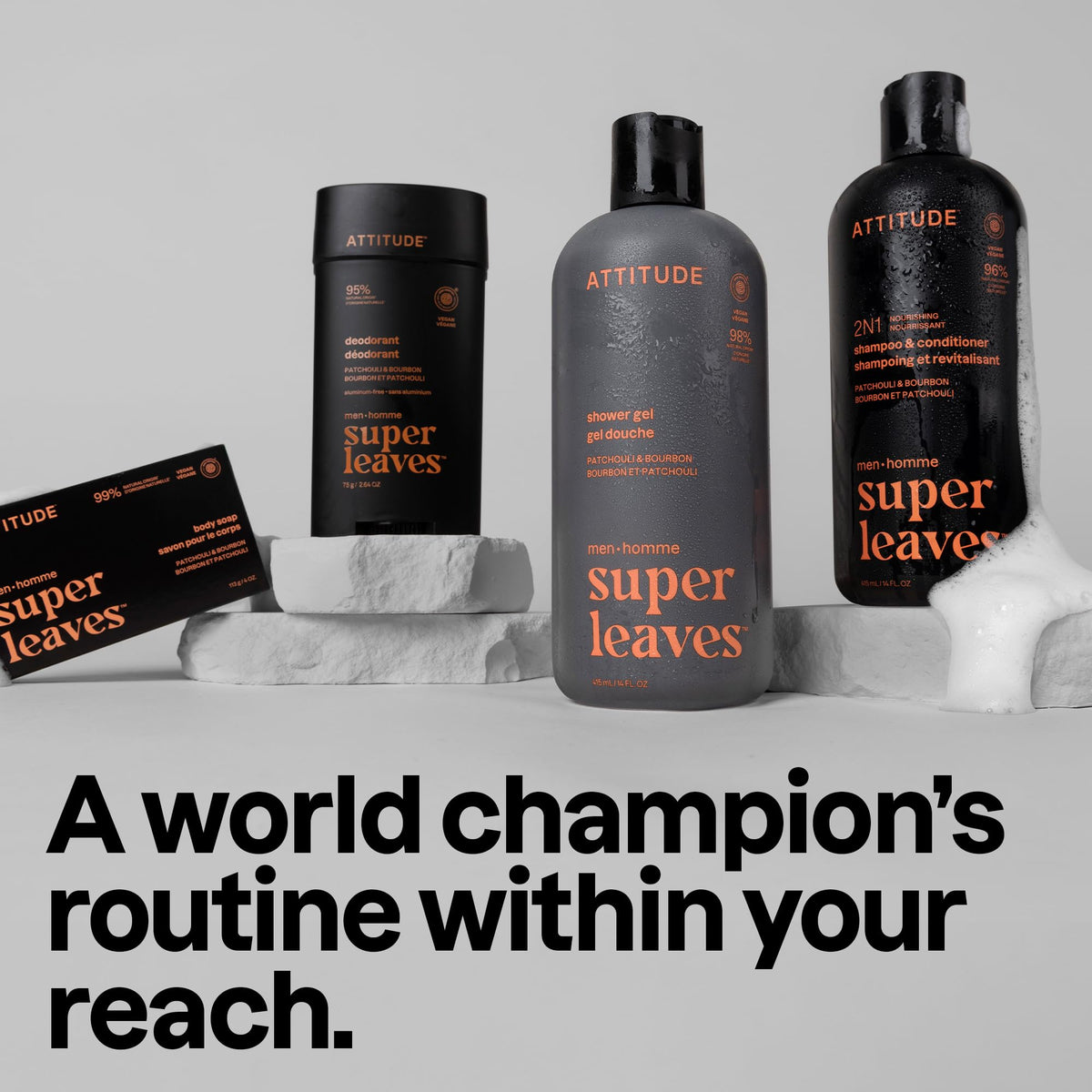 ATTITUDE Men's 2-in-1 Shampoo and Conditioner with ginseng and watercress