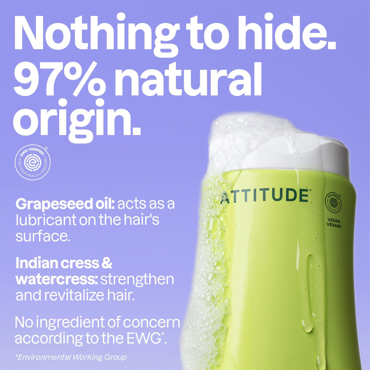 ATTITUDE Nourishing Hair Shampoo showing ingredients list