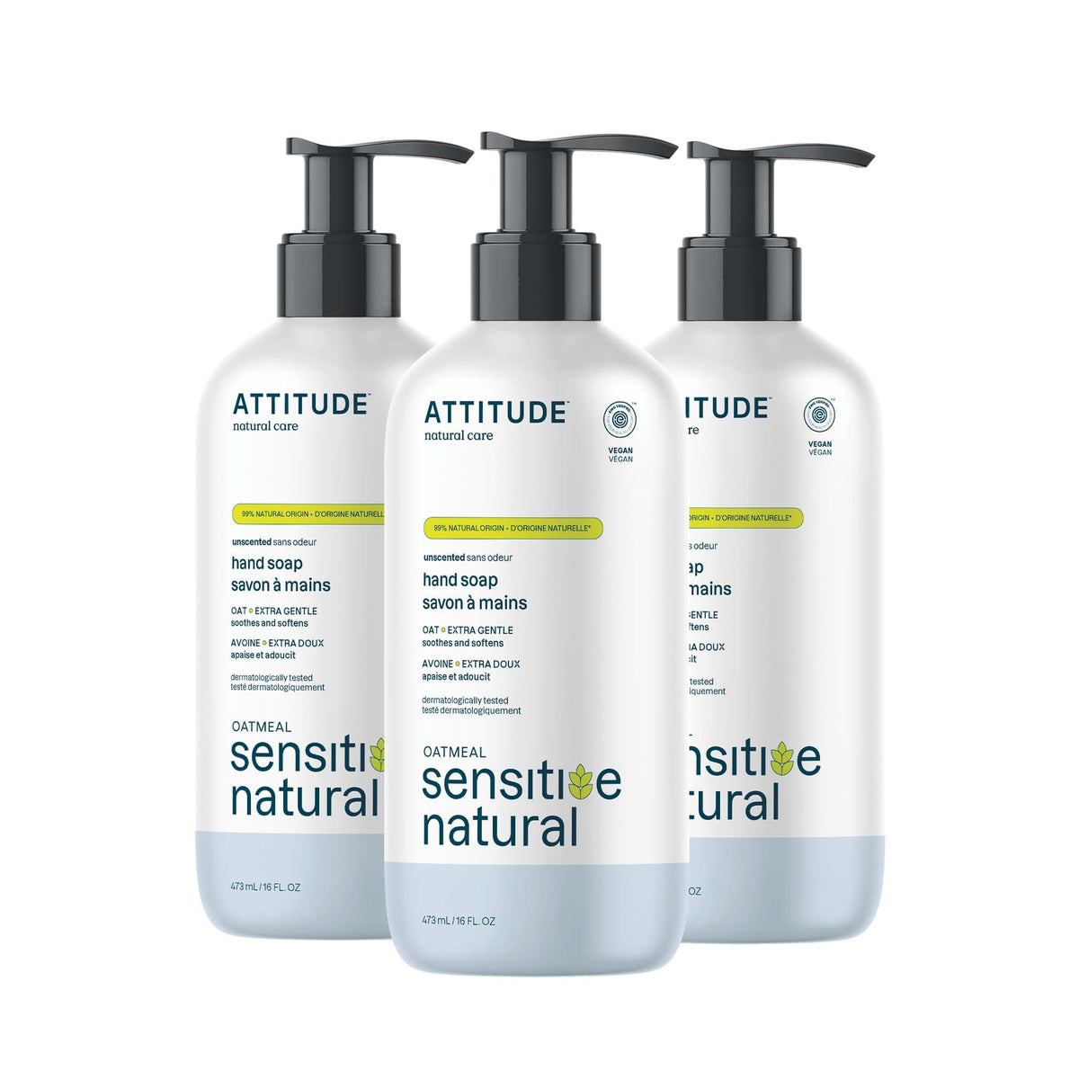 ATTITUDE Sensitive Hand Soap 16 Fl Oz Pack of 3 front view