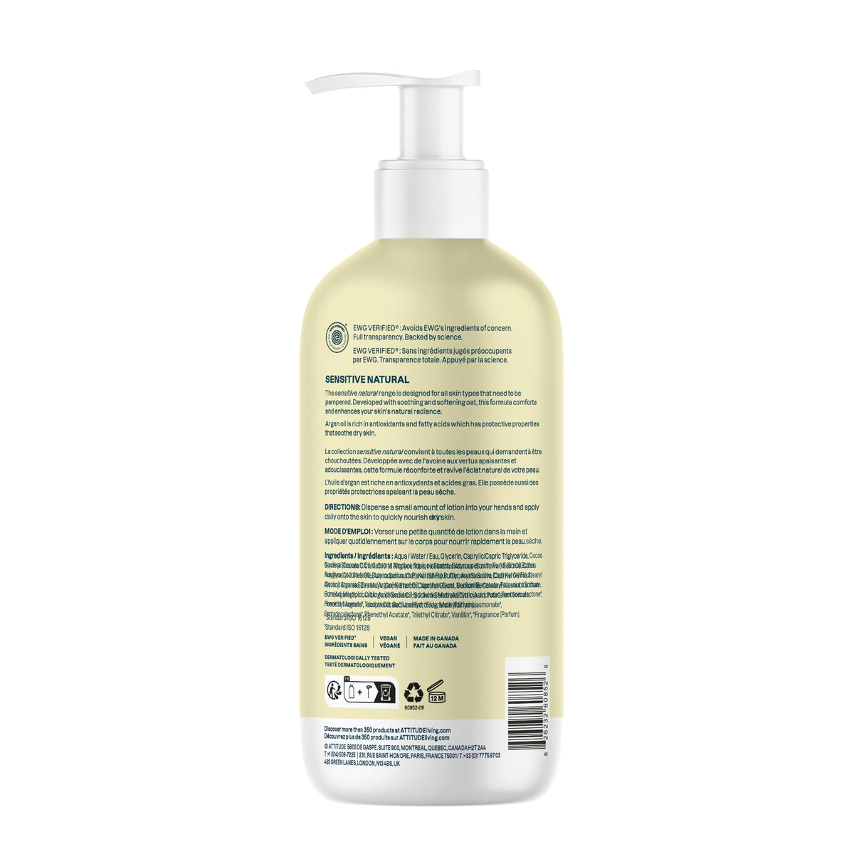ATTITUDE Sensitive Skin Body Lotion in a hand with a soft texture