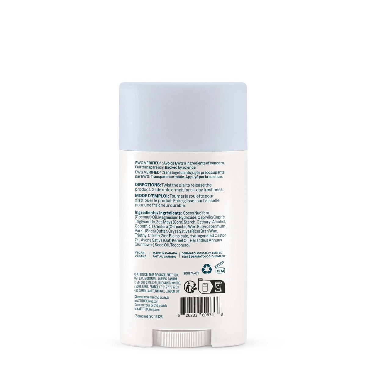 ATTITUDE Sensitive Skin Deodorant Unscented back view