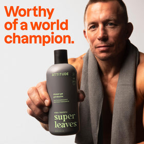 ATTITUDE Shower Gel Body Wash for Men back view, ingredient list
