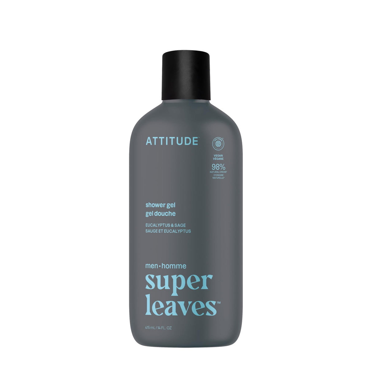 ATTITUDE Shower Gel Body Wash for Men, Eucalyptus & Sage front view