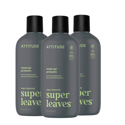 ATTITUDE Shower Gel Body Wash for Men front view, 14 Fl Oz