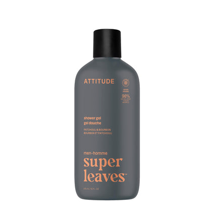 ATTITUDE Shower Gel Body Wash for Men front view with Patchouli & Bourbon fragrance