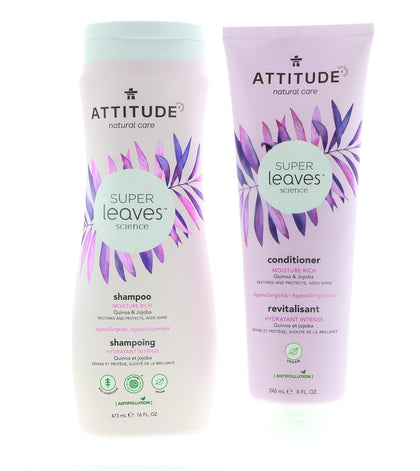 ATTITUDE Super Leaves Moisture Rich Shampoo and Conditioner Bundle with quinoa and jojoba