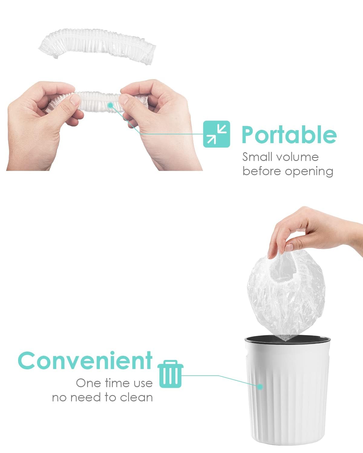Auban Disposable Shower Cap displayed with other bath accessories