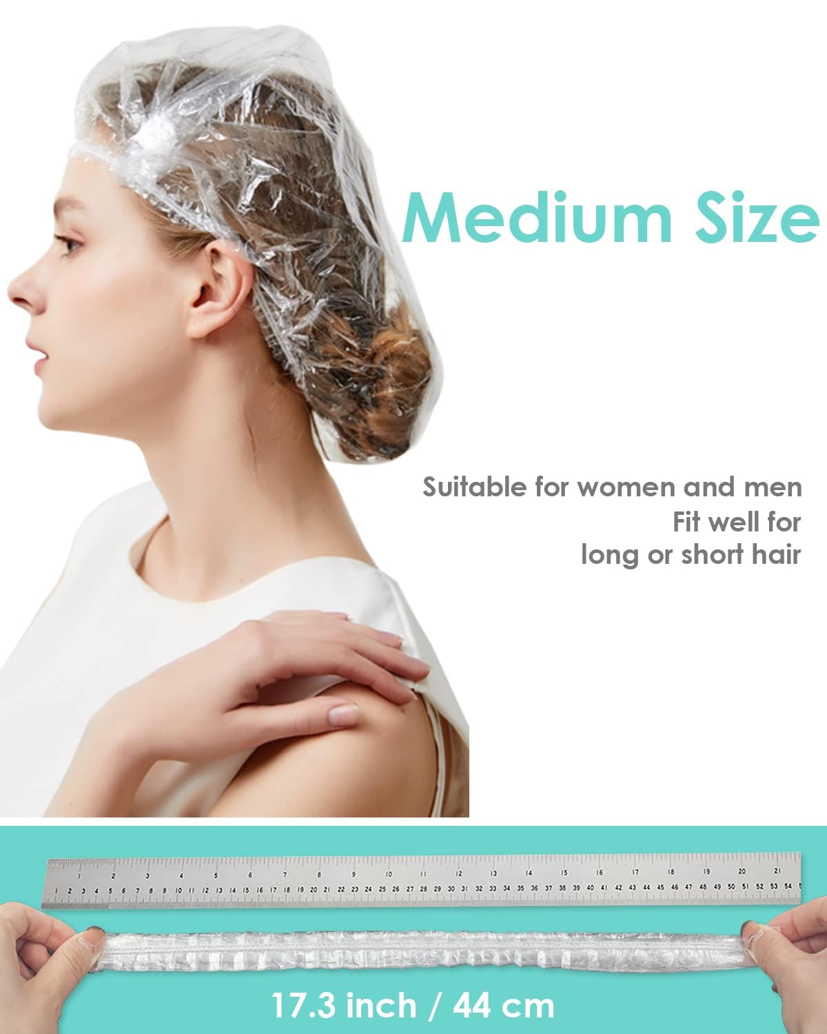 Auban Disposable Shower Cap on a model in the shower