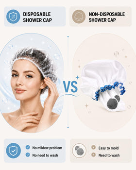Auban shower cap protecting shoes from water stains