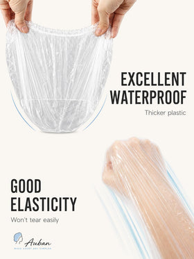 Auban shower cap used as a shoe cover