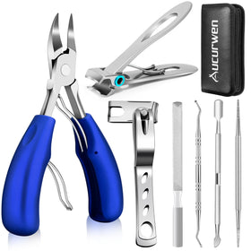 Aucurwen toenail clippers for seniors front view with ergonomic handle