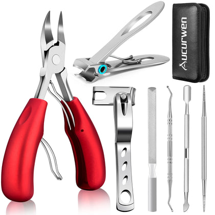 Aucurwen Toenail Clippers Kit front view with storage bag