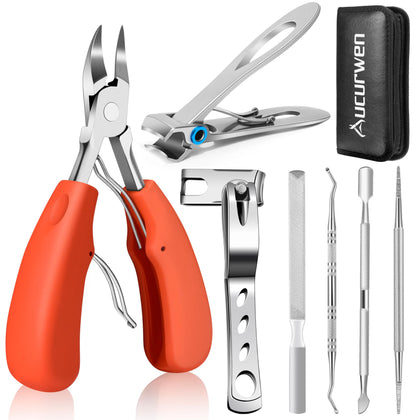 Aucurwen toenail clippers set in orange packaging