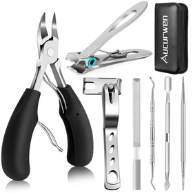 Aucurwen toenail clippers set with large opening and ergonomic handle