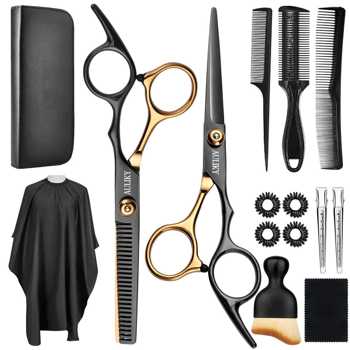 AULikY Hair Cutting Scissors Shears Set 15 Pcs front view