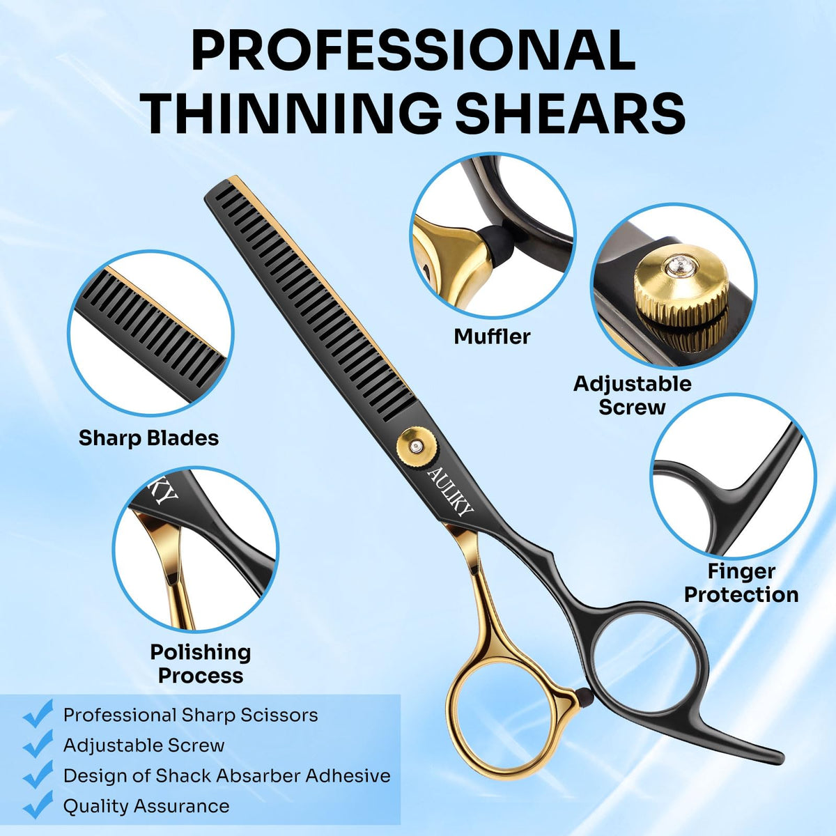 AULikY hair shears set displayed with all tools