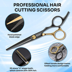 AULikY stainless steel hair cutting scissors close-up