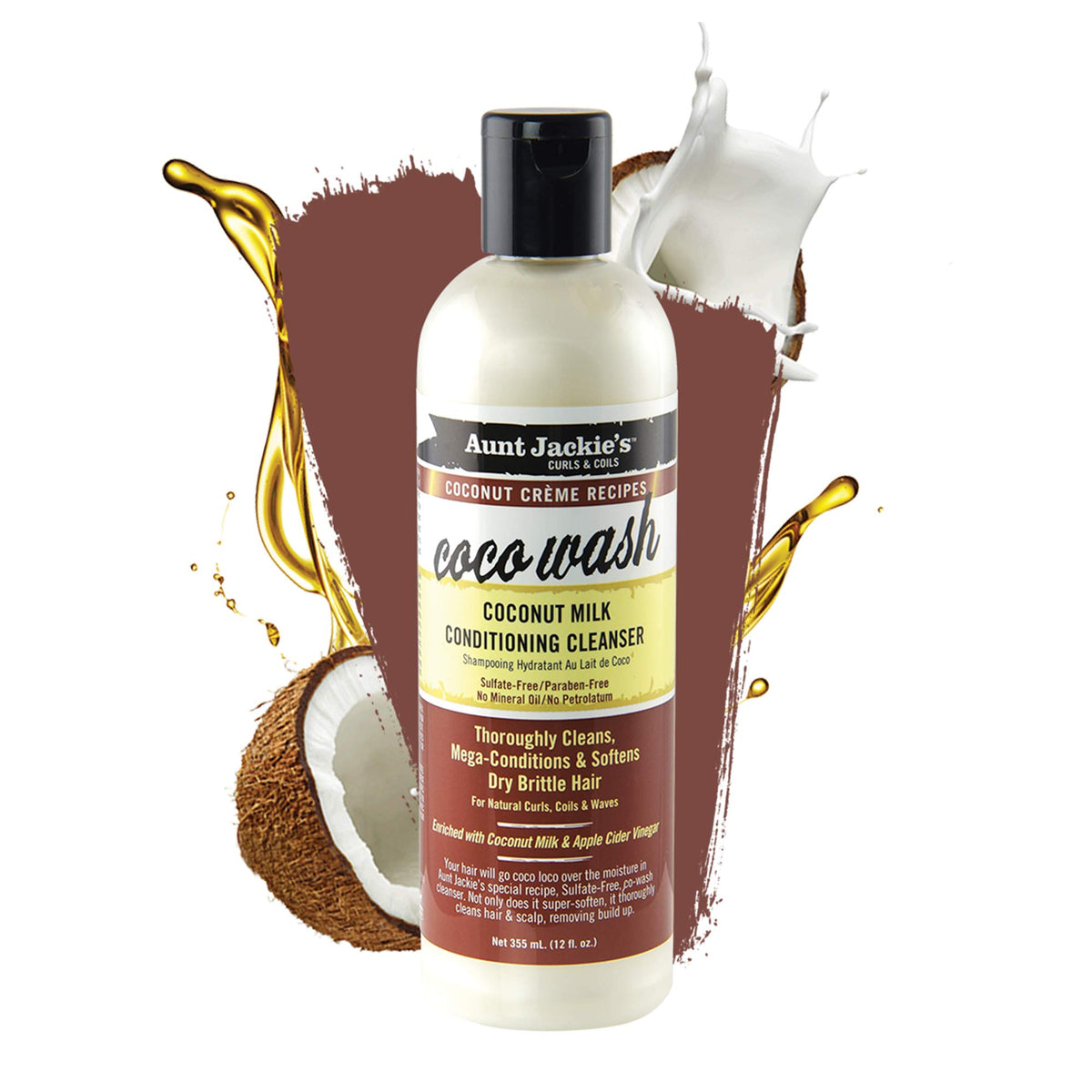 Aunt Jackie's Coco Wash Conditioning Cleanser 12 fl oz back view