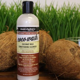 Aunt Jackie's Coco Wash Conditioning Cleanser 12 fl oz in lifestyle setting
