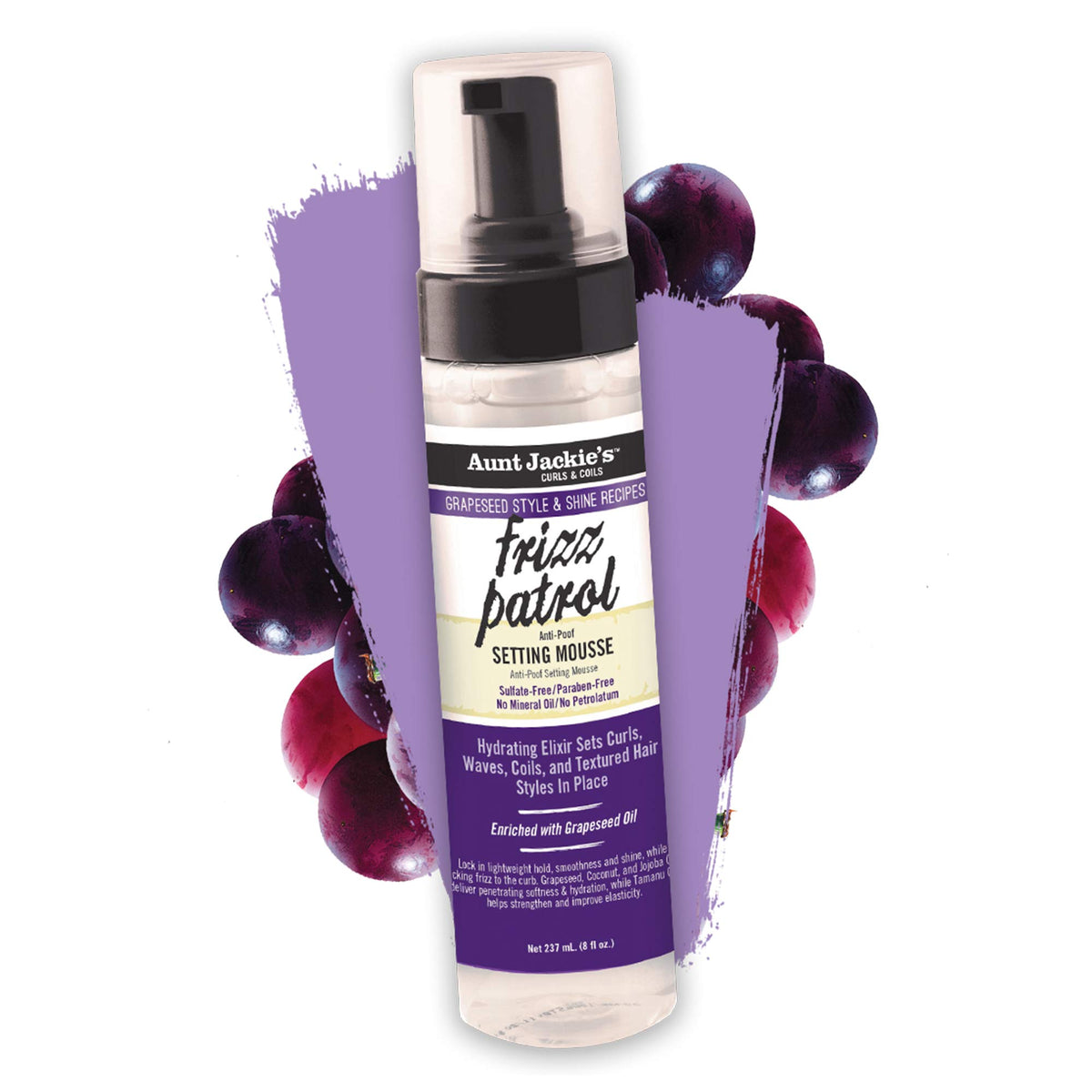 Aunt Jackie's Frizz Patrol Setting Mousse with curly hair model