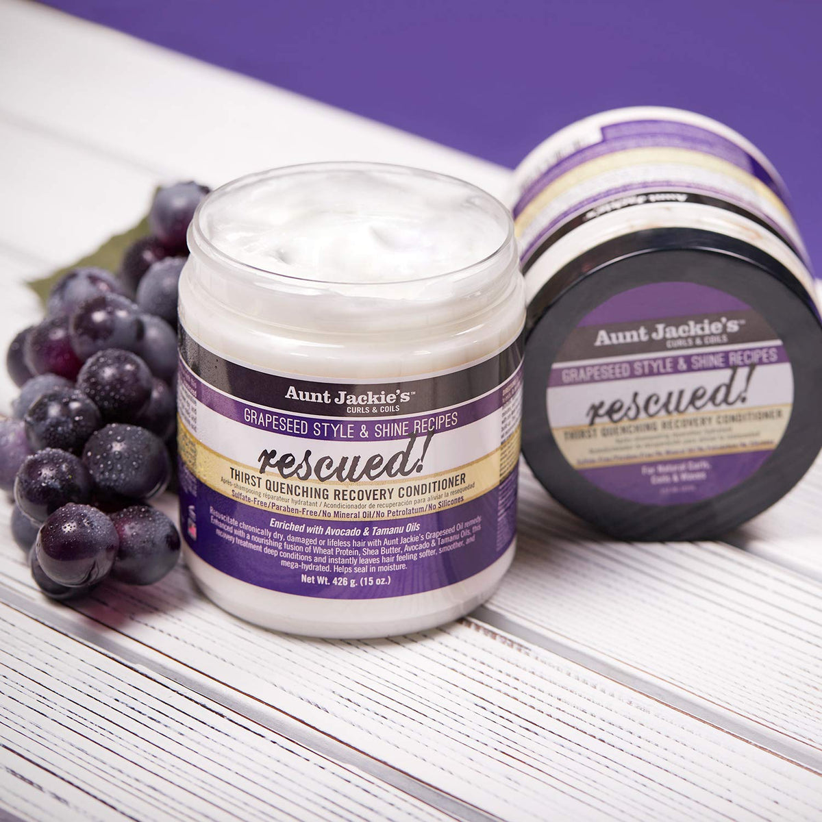 Aunt Jackie's Grapeseed Recovery Conditioner 15 oz application on hair