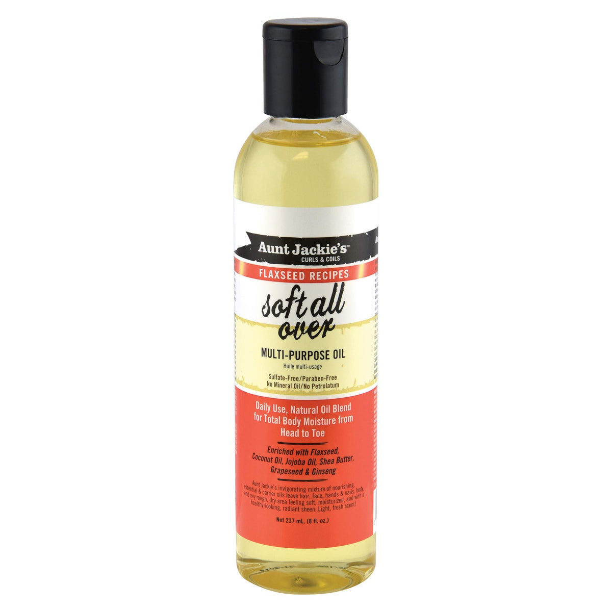 Aunt Jackie's Multi-Use Oil 8 Fl Oz front view with label