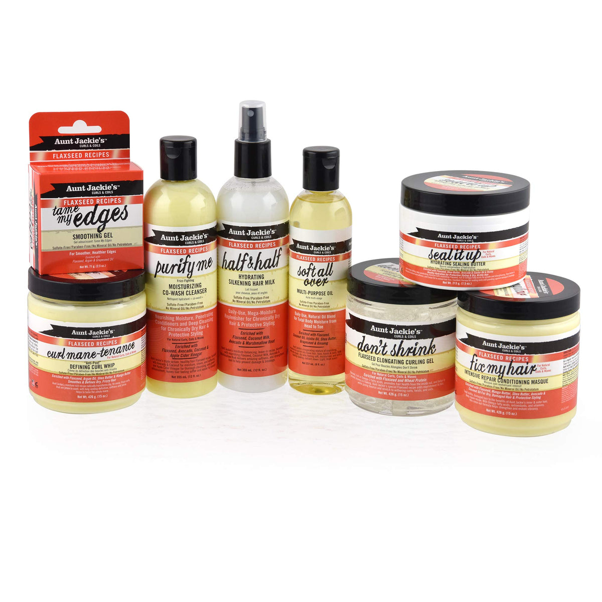 Aunt Jackie's Multi-Use Oil 8 Fl Oz on a bathroom shelf