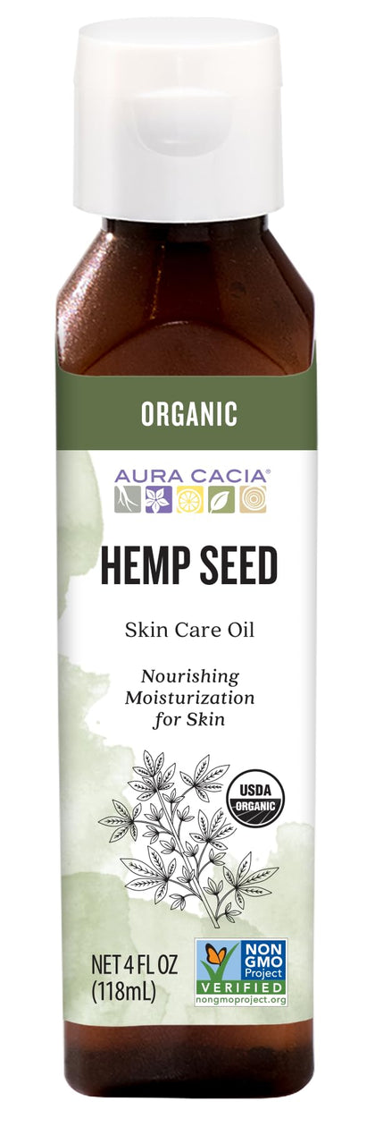 Aura Cacia Organic Hydrating Hemp Seed Skin Care Oil front view